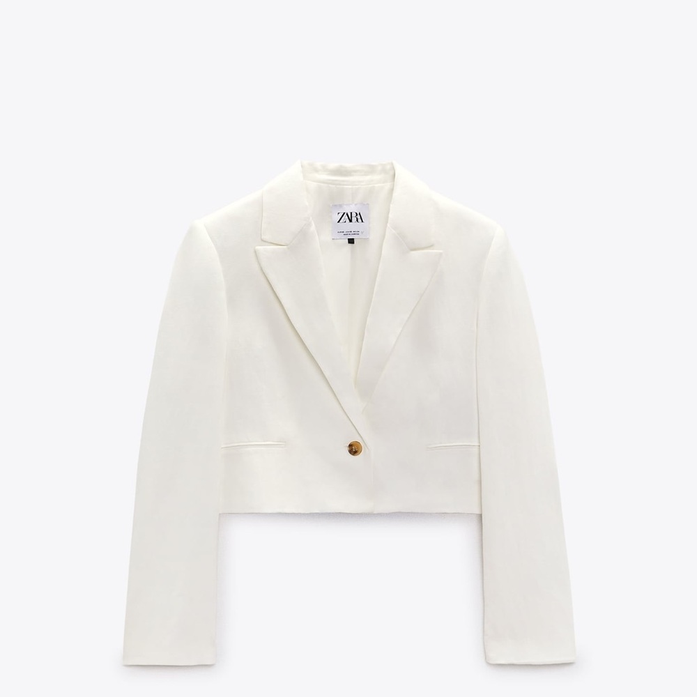 Zara Linen Blend Crop Blazer